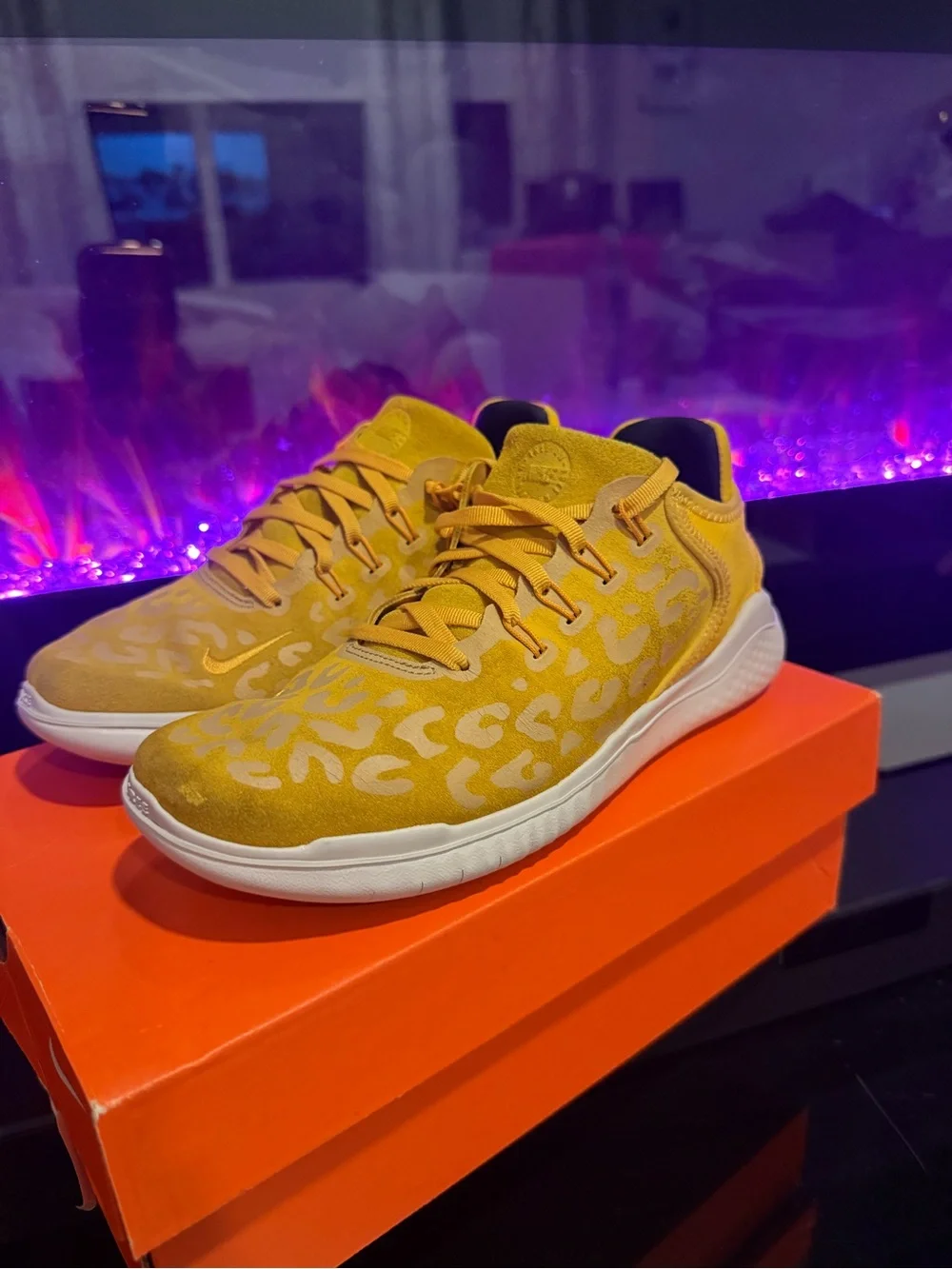 Nike Women’s Yellow Leopard-Print Free RN Sneakers